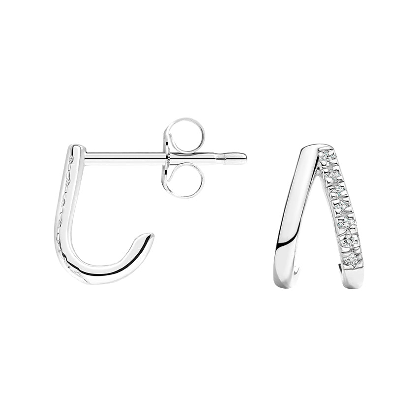 Lunara Luxe 925 Sterling Silver V-Shaped Zircon Stud Earrings – Available in Silver or Gold Plating