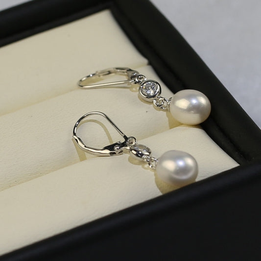 Classic White Drop Pearl Earrings
