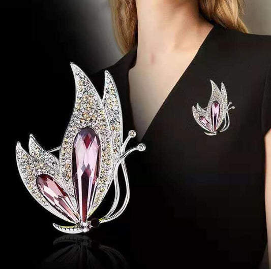 Luxury butterfly pin with rhinestone accents