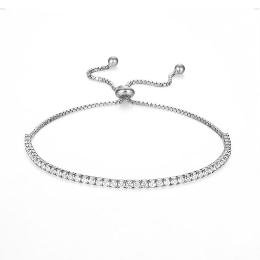 Lunara Luxe Rhodium-Plated 925 Sterling Silver Tennis Bracelet with Round Brilliant Cut Zircon