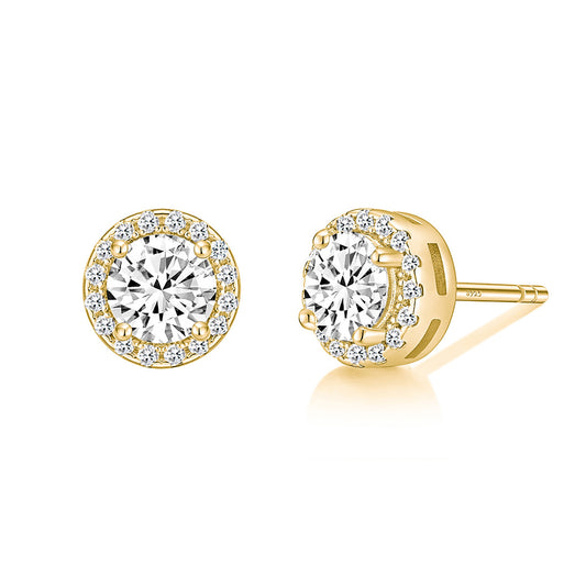 Lunara Luxe 925 Sterling Silver Geometric Zircon Stud Earrings – Available in Gold or Silver Finish