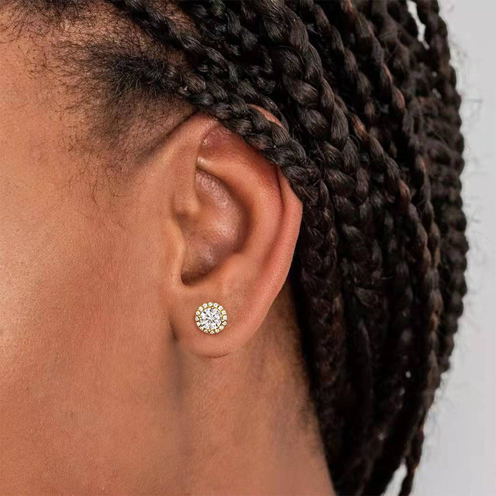 Lunara Luxe 925 Sterling Silver Geometric Zircon Stud Earrings – Available in Gold or Silver Finish