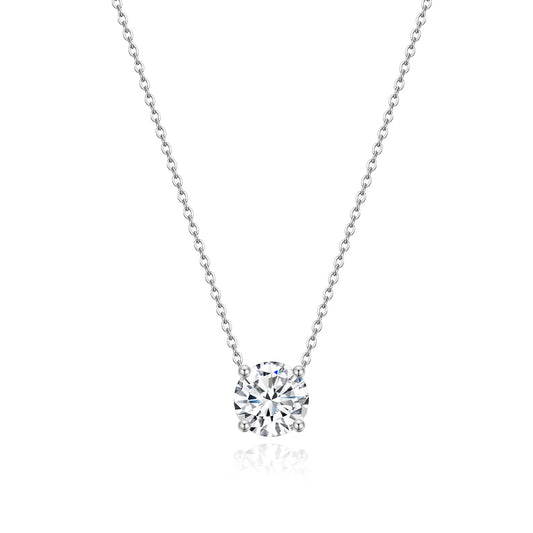 Lunara Luxe 925 Sterling Silver Pendant Necklace with Round Brilliant Cut – Available in Gold or Silver Finish