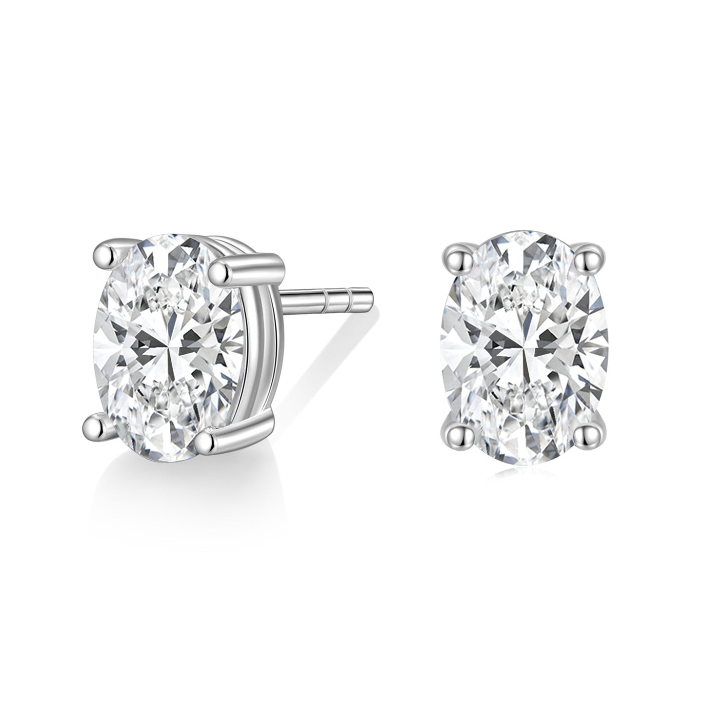 Lunara Luxe Rhodium-Plated Sterling Silver Oval Cut Zircon Stud Earrings