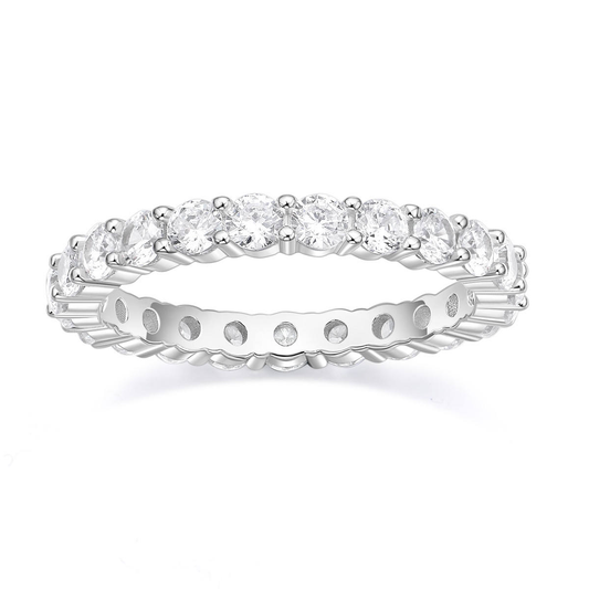 Lunara Luxe 925 Sterling Silver Wedding Band with Oval Cut Zircon – Available in Gold or Silver Finish