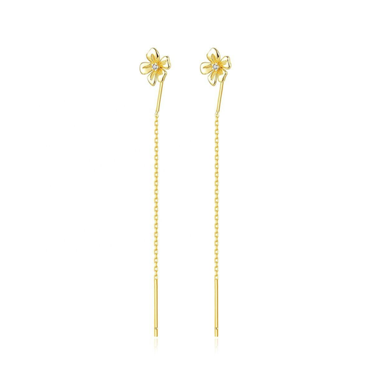 Lunara Luxe 925 Sterling Silver Geometric Drop Earrings – Gold Plated