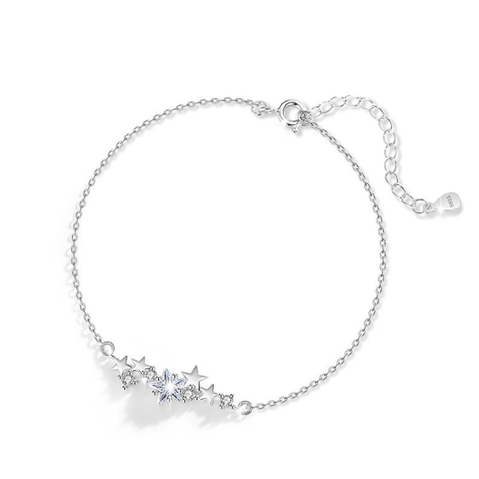 Lunara Luxe Rhodium-Plated Sterling Silver Star Bracelet with Zircon Accents