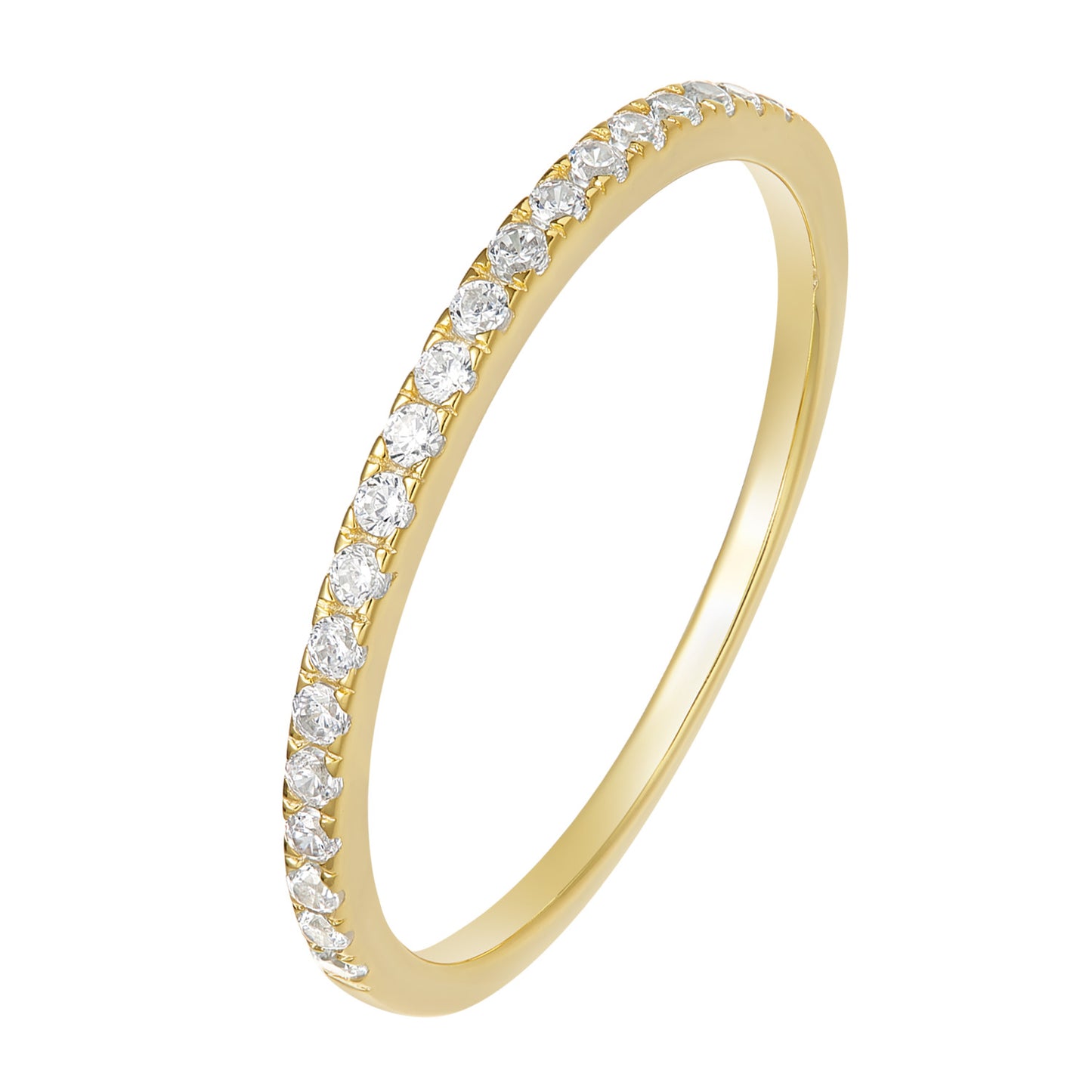 Lunara Luxe 925 Sterling Silver Wedding Band with Round Brilliant Cut Zircon – Available in Gold or Rhodium Plating