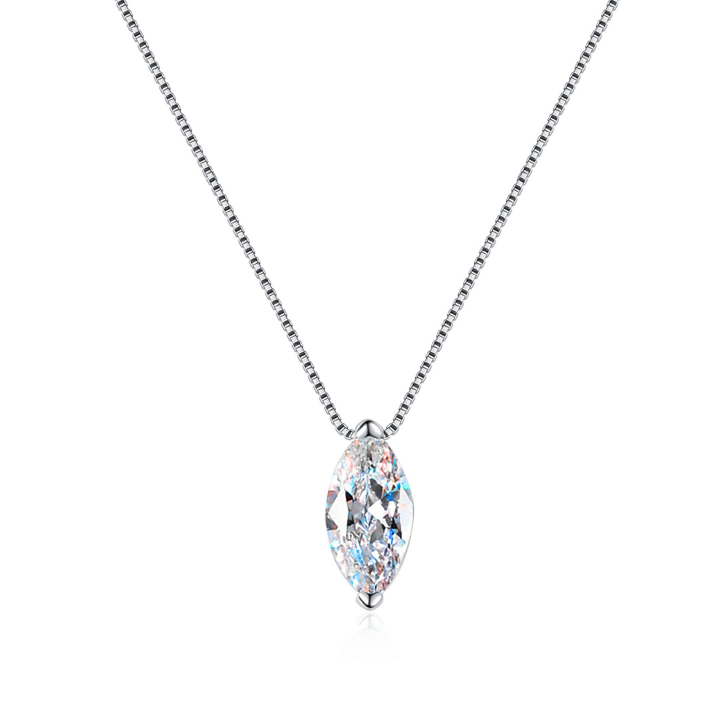 Lunara Luxe Rhodium-Plated Sterling Silver Marquise Cut Pendant Necklace