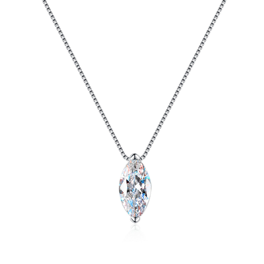 Lunara Luxe Rhodium-Plated Sterling Silver Marquise Cut Pendant Necklace