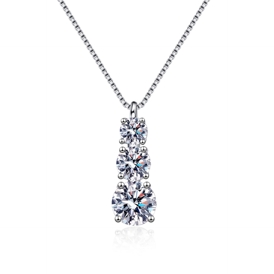 Lunara Luxe Rhodium-Plated Sterling Silver Pendant Necklace with Round Brilliant Cut Accent