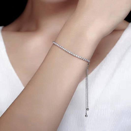 Lunara Luxe Rhodium-Plated 925 Sterling Silver Tennis Bracelet with Round Brilliant Cut Zircon