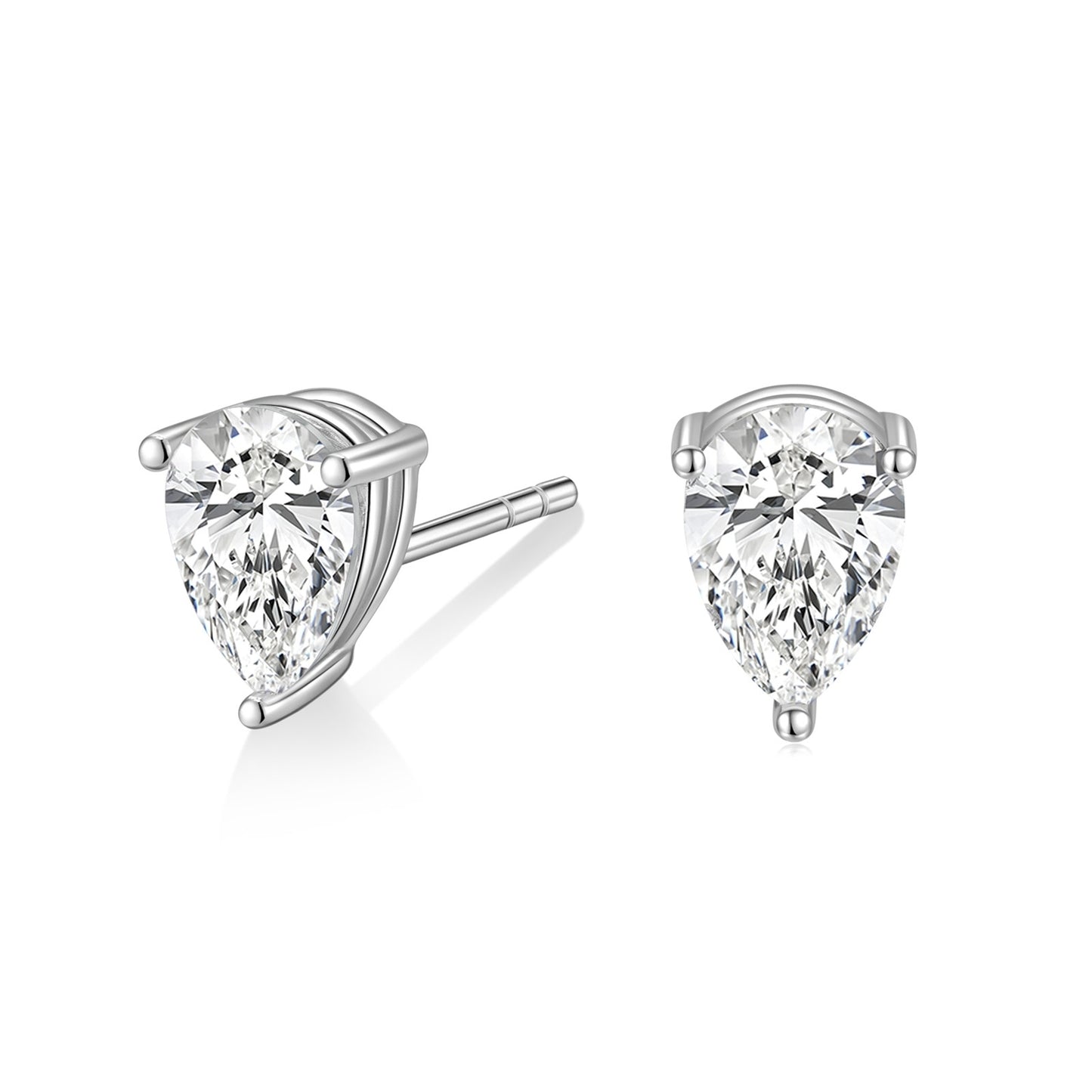 Lunara Luxe 925 Sterling Silver Pear Cut Zircon Stud Earrings – Silver Plated