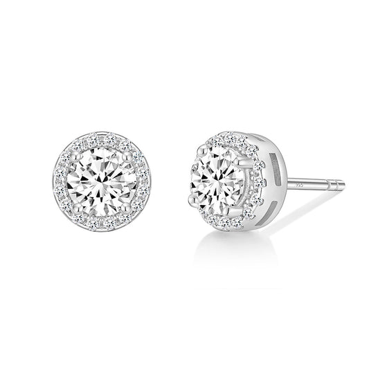 Lunara Luxe 925 Sterling Silver Geometric Zircon Stud Earrings – Available in Gold or Silver Finish