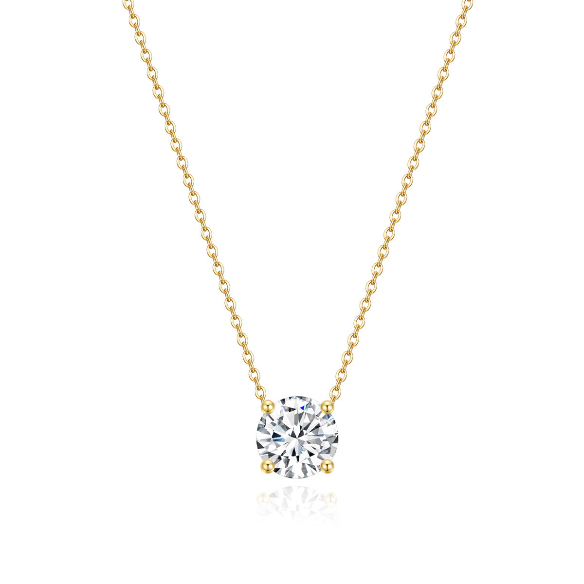 Lunara Luxe 925 Sterling Silver Pendant Necklace with Round Brilliant Cut – Available in Gold or Silver Finish