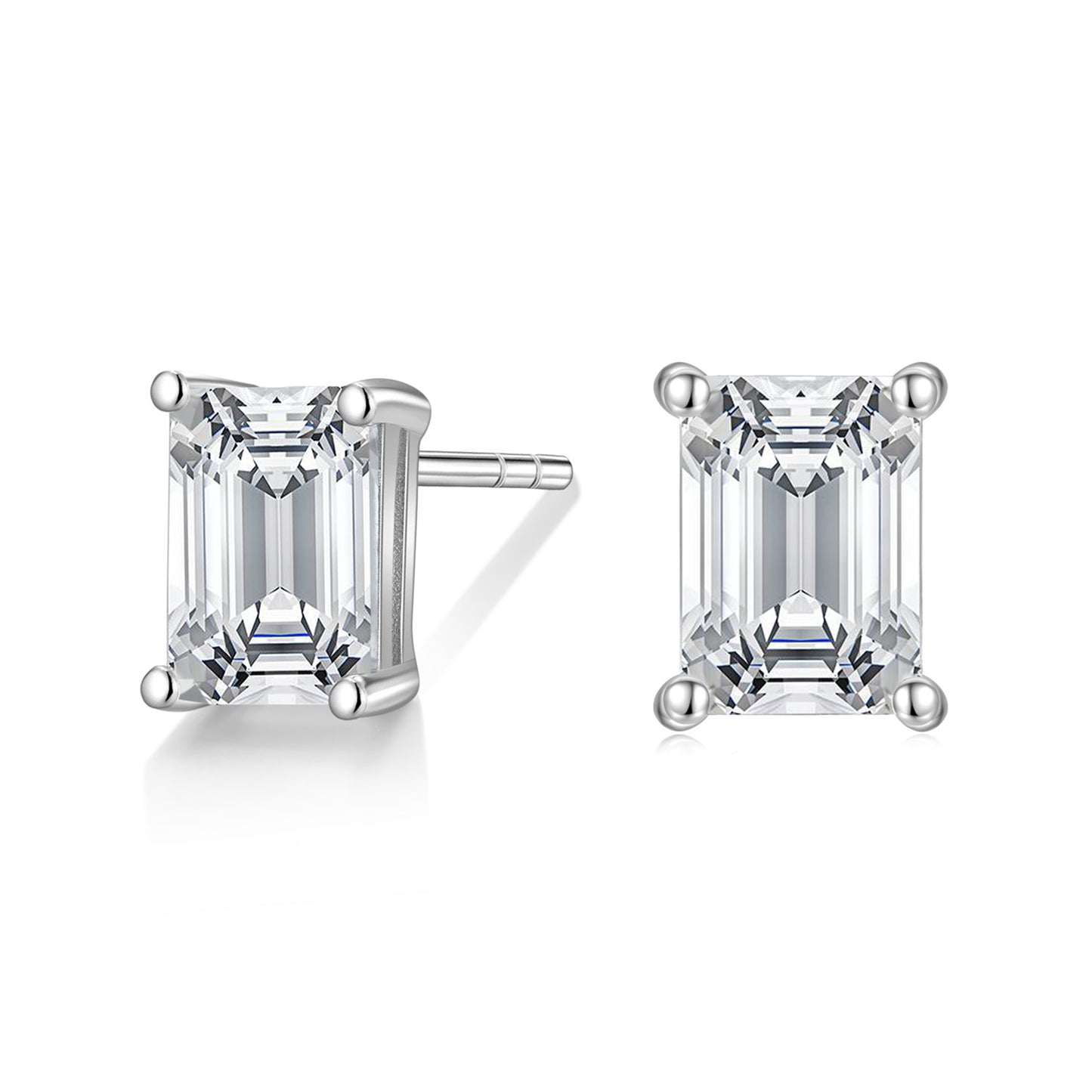 Lunara Luxe 925 Sterling Silver Emerald Cut Zircon Stud Earrings