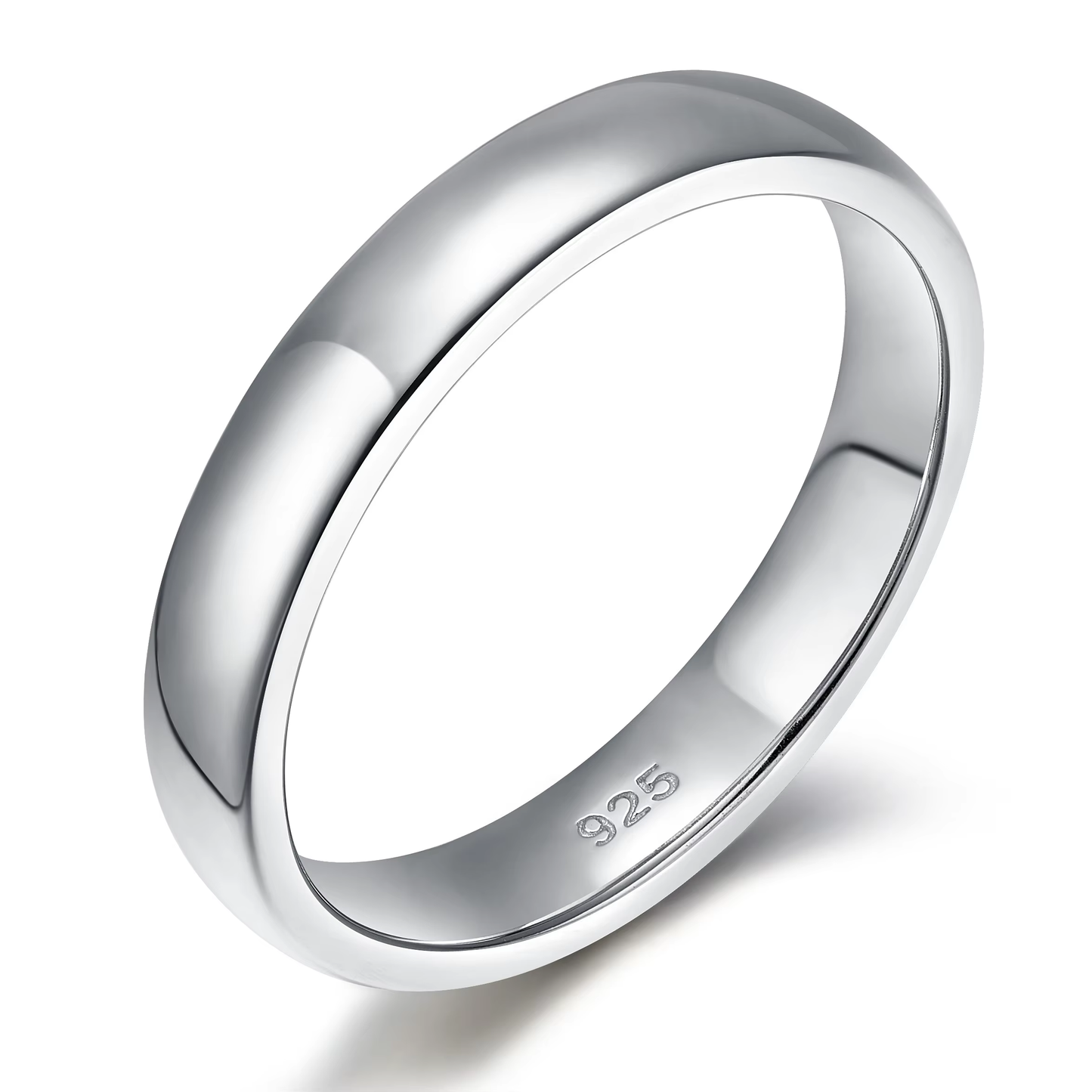 Lunara Luxe Rhodium-Plated Sterling Silver Classic Wedding Band – Unisex
