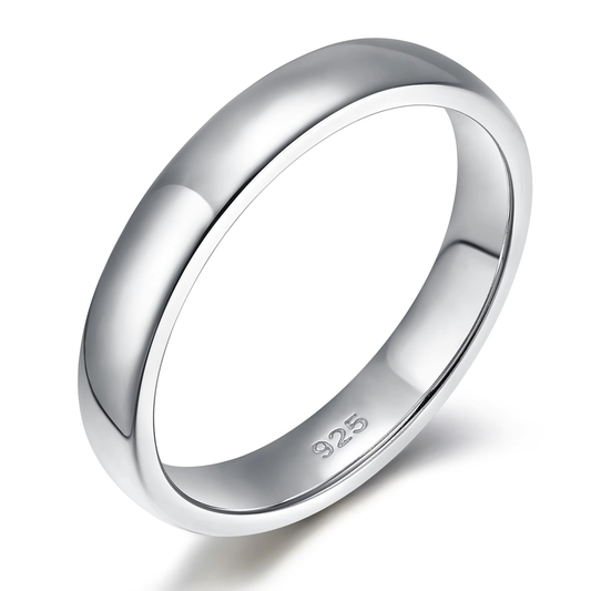 Lunara Luxe Rhodium-Plated Sterling Silver Classic Wedding Band – Unisex