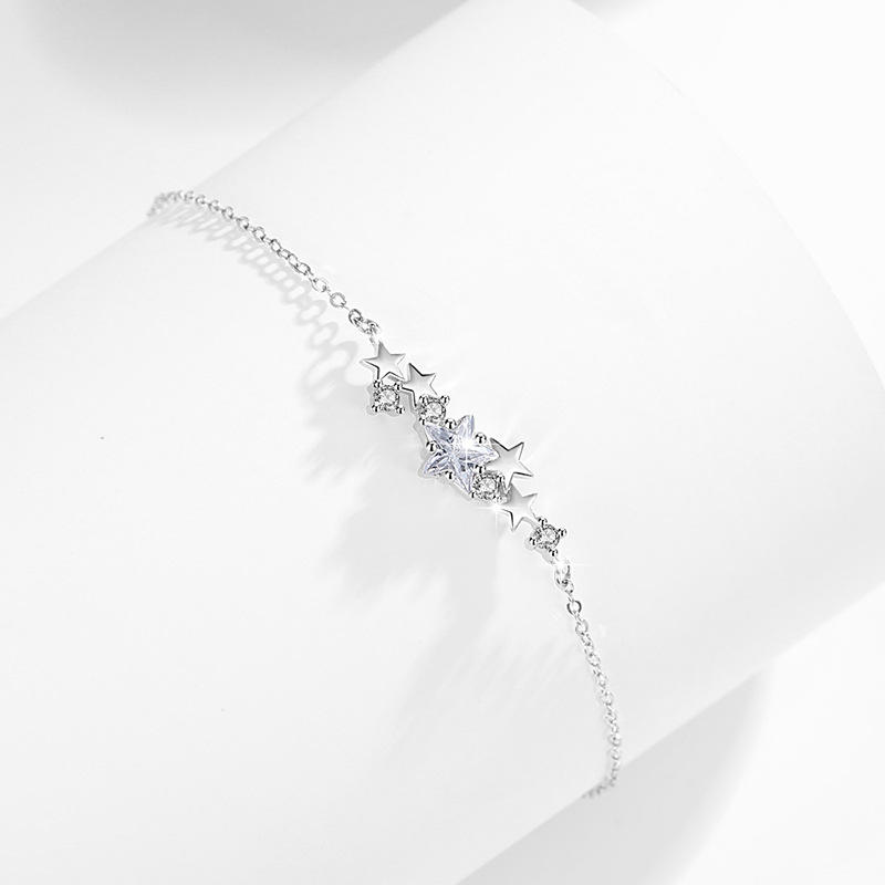 Lunara Luxe Rhodium-Plated Sterling Silver Star Bracelet with Zircon Accents