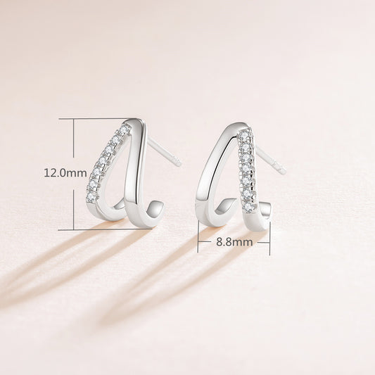 Lunara Luxe 925 Sterling Silver V-Shaped Zircon Stud Earrings – Available in Silver or Gold Plating