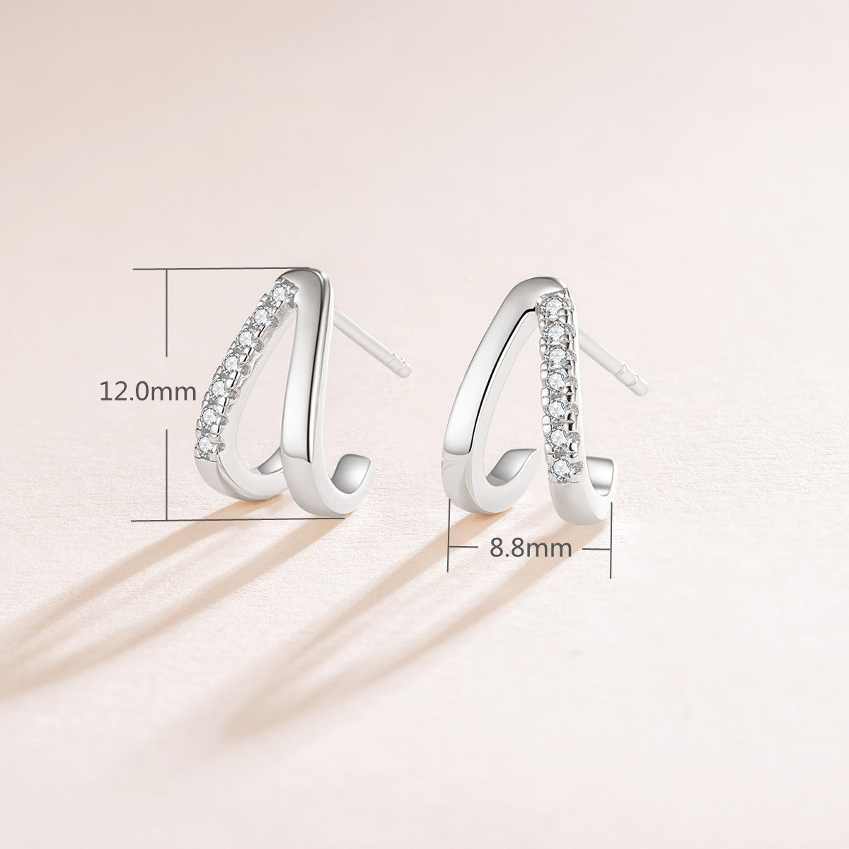 Lunara Luxe 925 Sterling Silver V-Shaped Zircon Stud Earrings – Available in Silver or Gold Plating