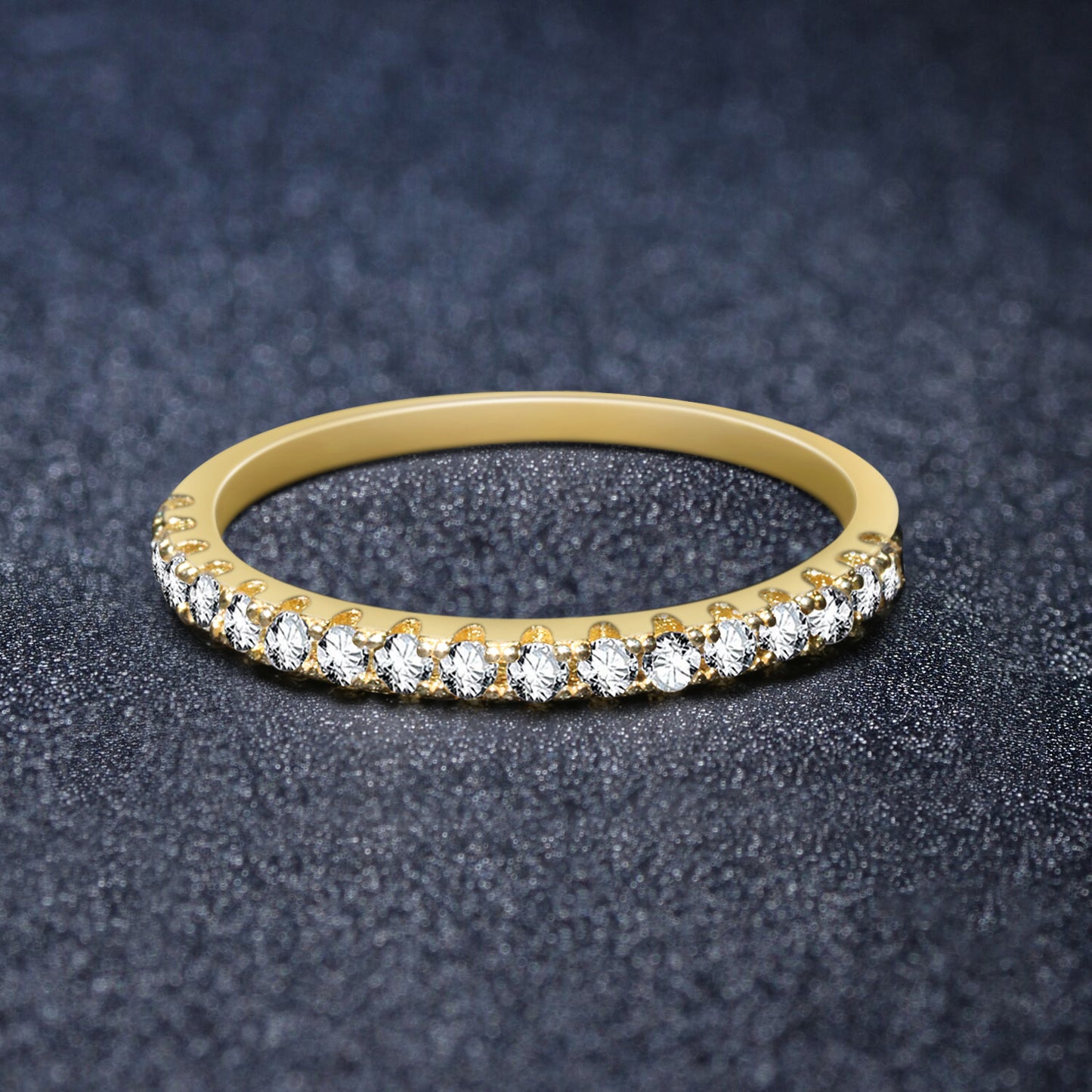 Lunara Luxe 925 Sterling Silver Wedding Band with Round Brilliant Cut Zircon – Available in Gold or Rhodium Plating