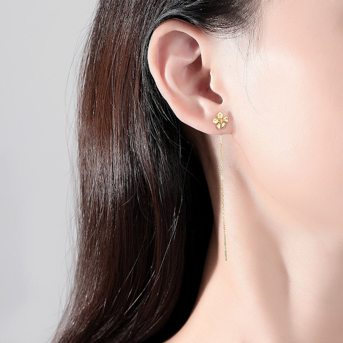 Lunara Luxe 925 Sterling Silver Geometric Drop Earrings – Gold Plated