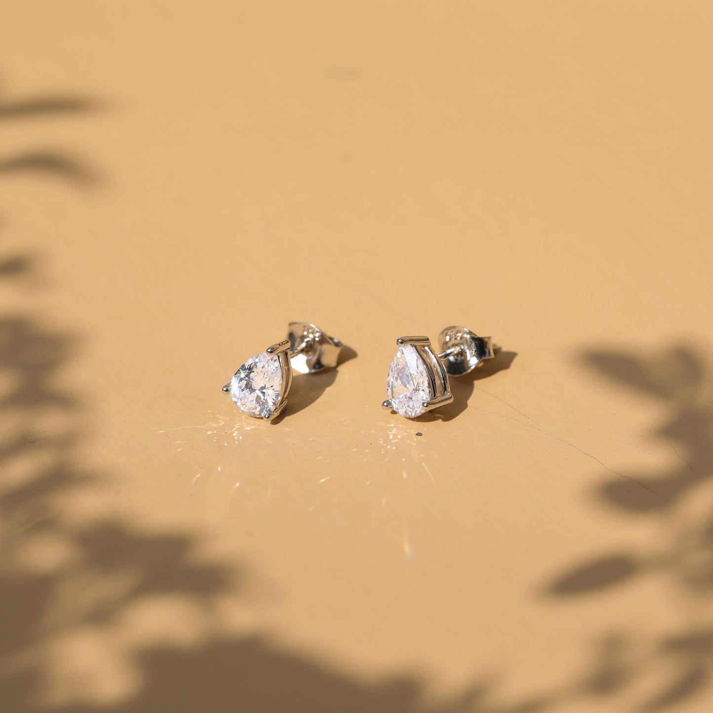 Lunara Luxe 925 Sterling Silver Pear Cut Zircon Stud Earrings – Silver Plated