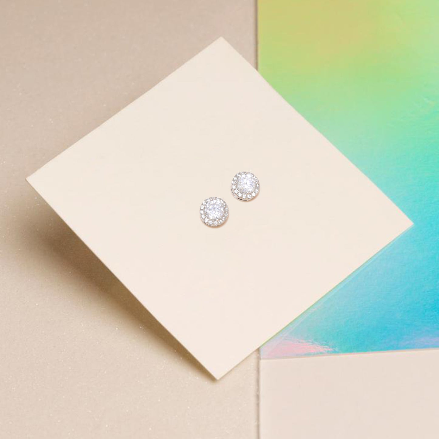 Lunara Luxe 925 Sterling Silver Geometric Zircon Stud Earrings – Available in Gold or Silver Finish