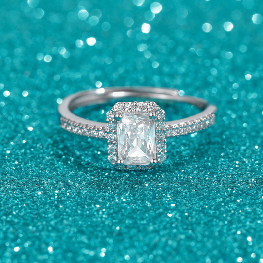 Lunara Luxe Rhodium-Plated Sterling Silver Resizable Engagement Ring with 5A Cubic Zirconia