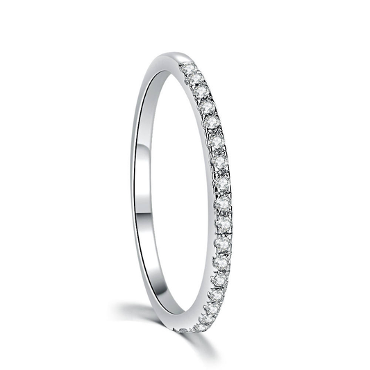 Lunara Luxe 925 Sterling Silver Wedding Band with Round Brilliant Cut Zircon – Available in Gold or Rhodium Plating