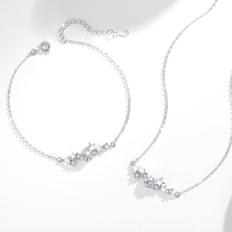 Lunara Luxe Rhodium-Plated Sterling Silver Star Bracelet with Zircon Accents