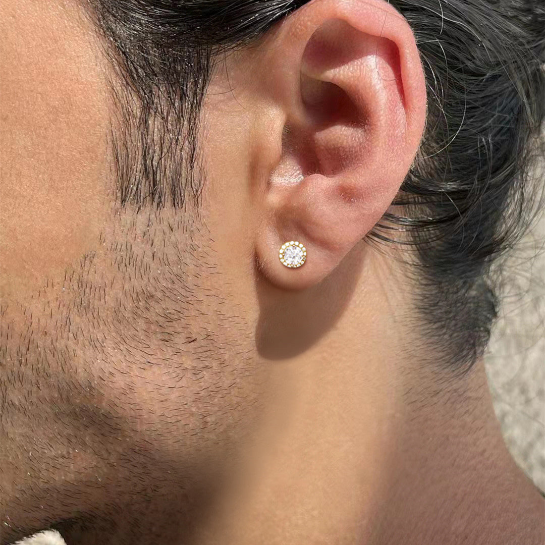 Lunara Luxe 925 Sterling Silver Geometric Zircon Stud Earrings – Available in Gold or Silver Finish