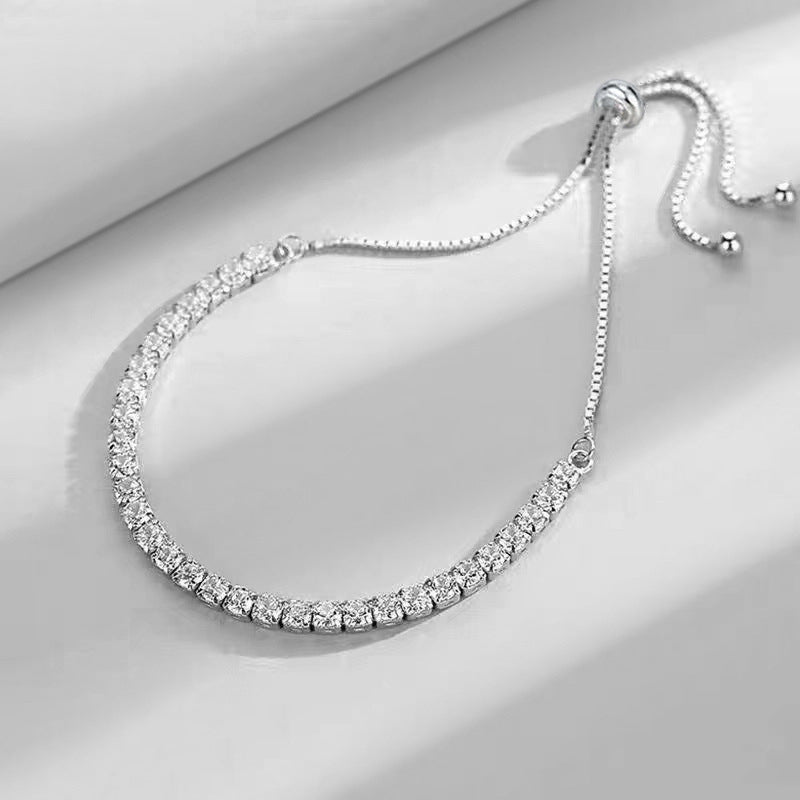 Lunara Luxe Rhodium-Plated 925 Sterling Silver Tennis Bracelet with Round Brilliant Cut Zircon