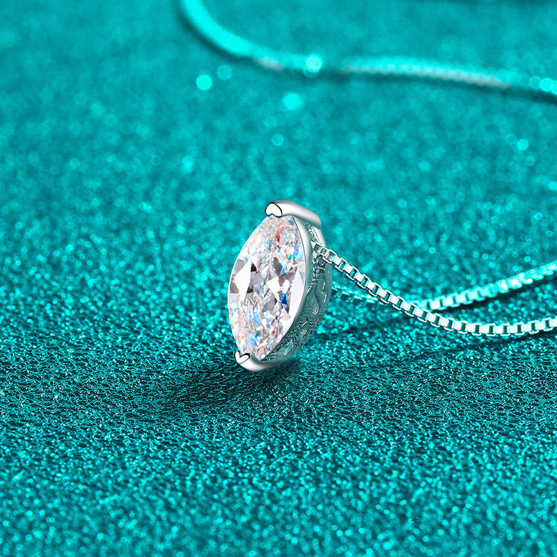 Lunara Luxe Rhodium-Plated Sterling Silver Marquise Cut Pendant Necklace