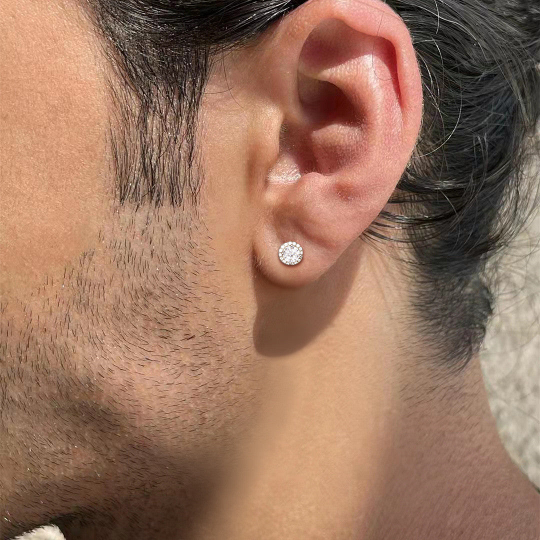Lunara Luxe 925 Sterling Silver Geometric Zircon Stud Earrings – Available in Gold or Silver Finish
