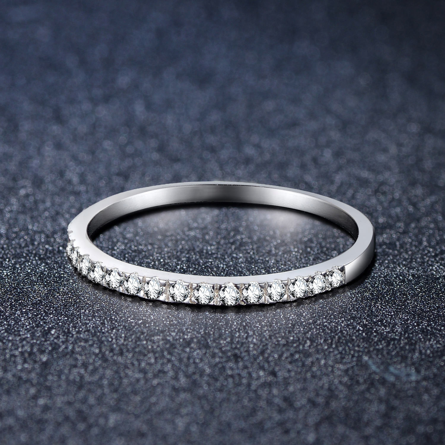 Lunara Luxe 925 Sterling Silver Wedding Band with Round Brilliant Cut Zircon – Available in Gold or Rhodium Plating