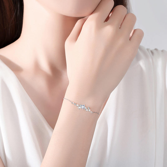 Lunara Luxe Rhodium-Plated Sterling Silver Star Bracelet with Zircon Accents
