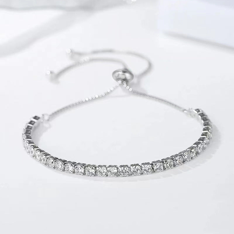 Lunara Luxe Rhodium-Plated 925 Sterling Silver Tennis Bracelet with Round Brilliant Cut Zircon