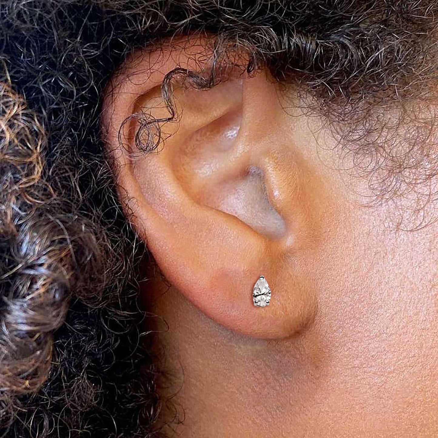 Lunara Luxe 925 Sterling Silver Pear Cut Zircon Stud Earrings – Silver Plated