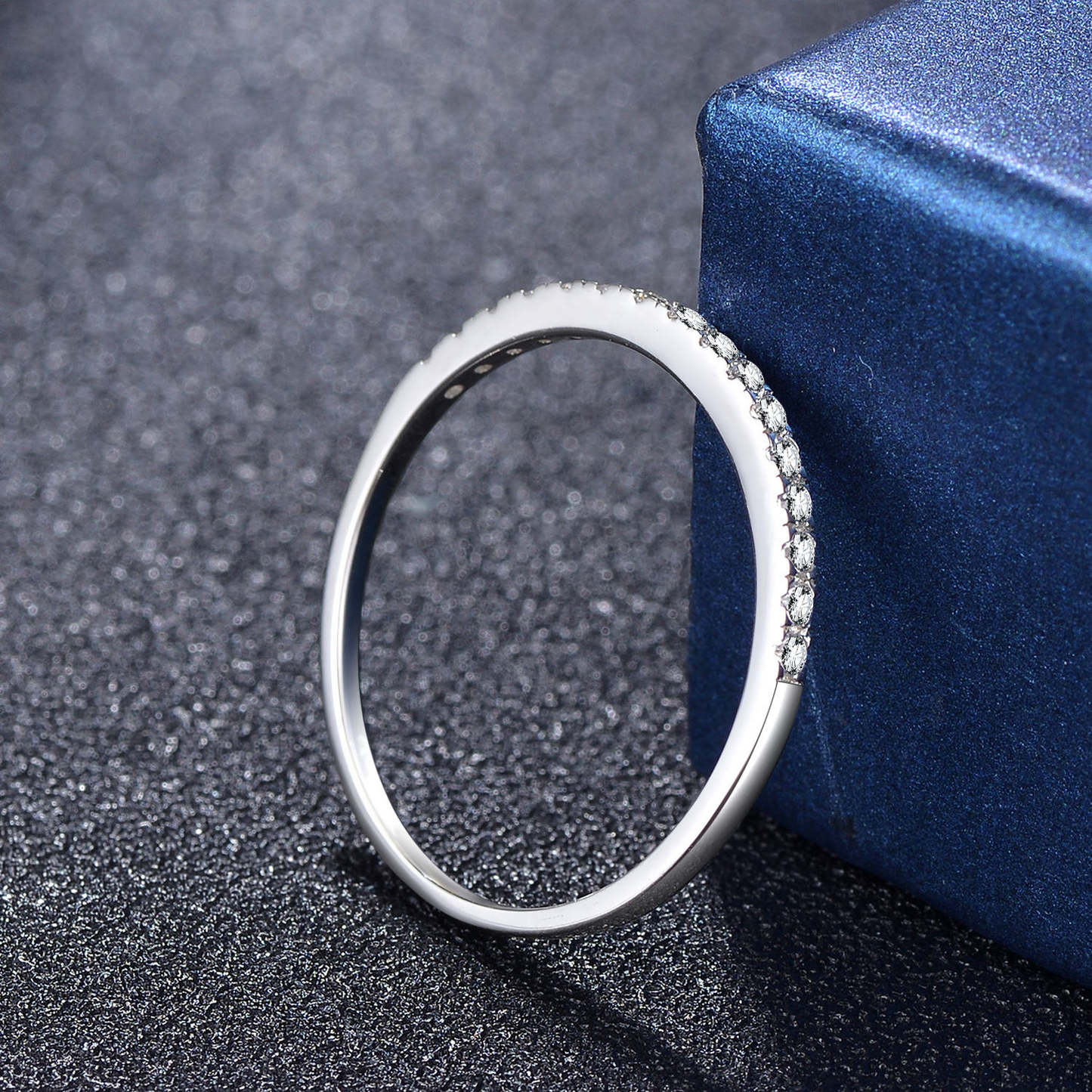 Lunara Luxe 925 Sterling Silver Wedding Band with Round Brilliant Cut Zircon – Available in Gold or Rhodium Plating