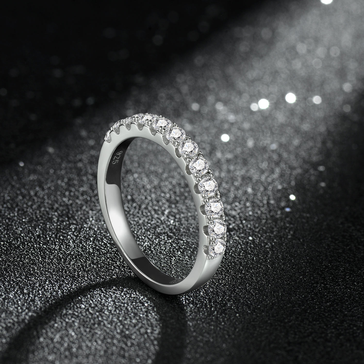 Lunara Luxe 925 Sterling Silver Engagement Ring with Round Brilliant Cut Zircon