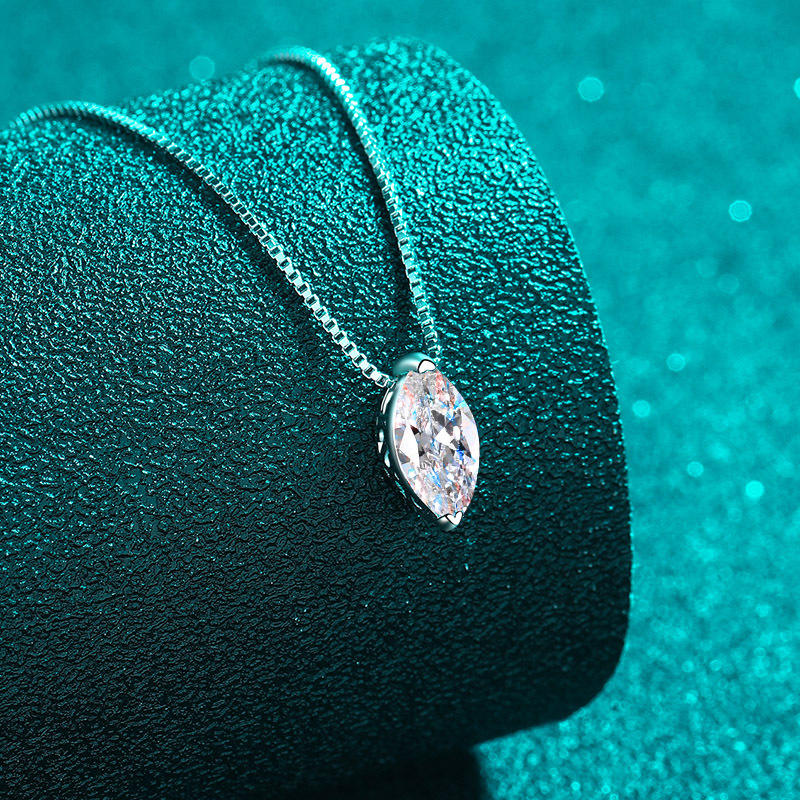 Lunara Luxe Rhodium-Plated Sterling Silver Marquise Cut Pendant Necklace