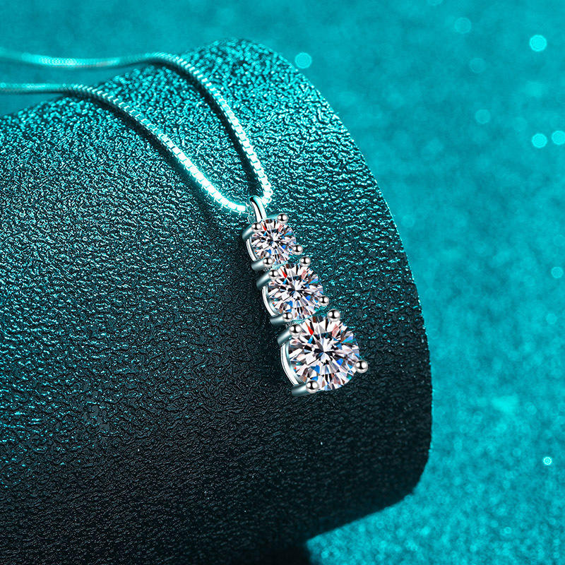 Lunara Luxe Rhodium-Plated Sterling Silver Pendant Necklace with Round Brilliant Cut Accent