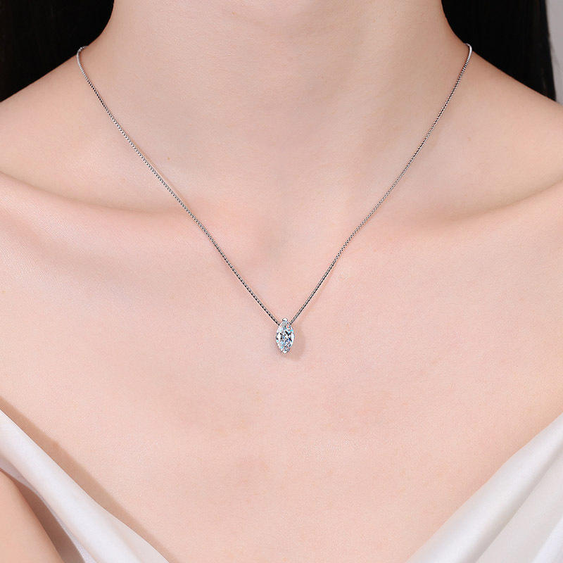 Lunara Luxe Rhodium-Plated Sterling Silver Marquise Cut Pendant Necklace