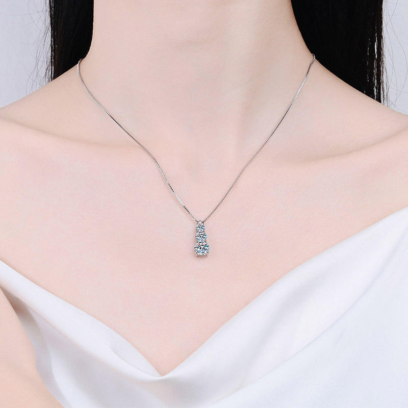 Lunara Luxe Rhodium-Plated Sterling Silver Pendant Necklace with Round Brilliant Cut Accent