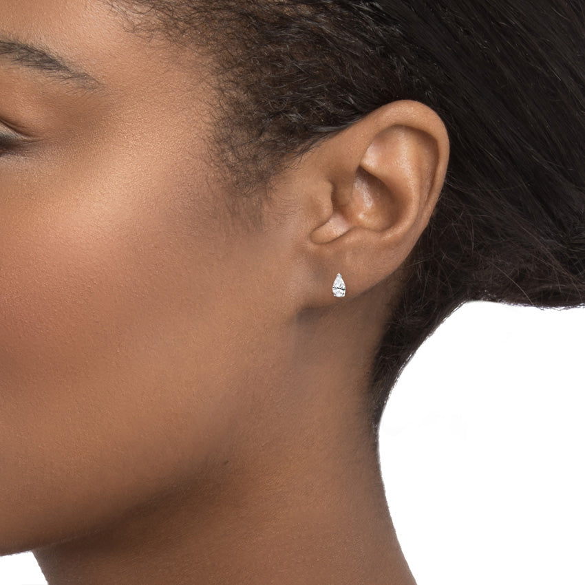 Lunara Luxe 925 Sterling Silver Pear Cut Zircon Stud Earrings – Silver Plated