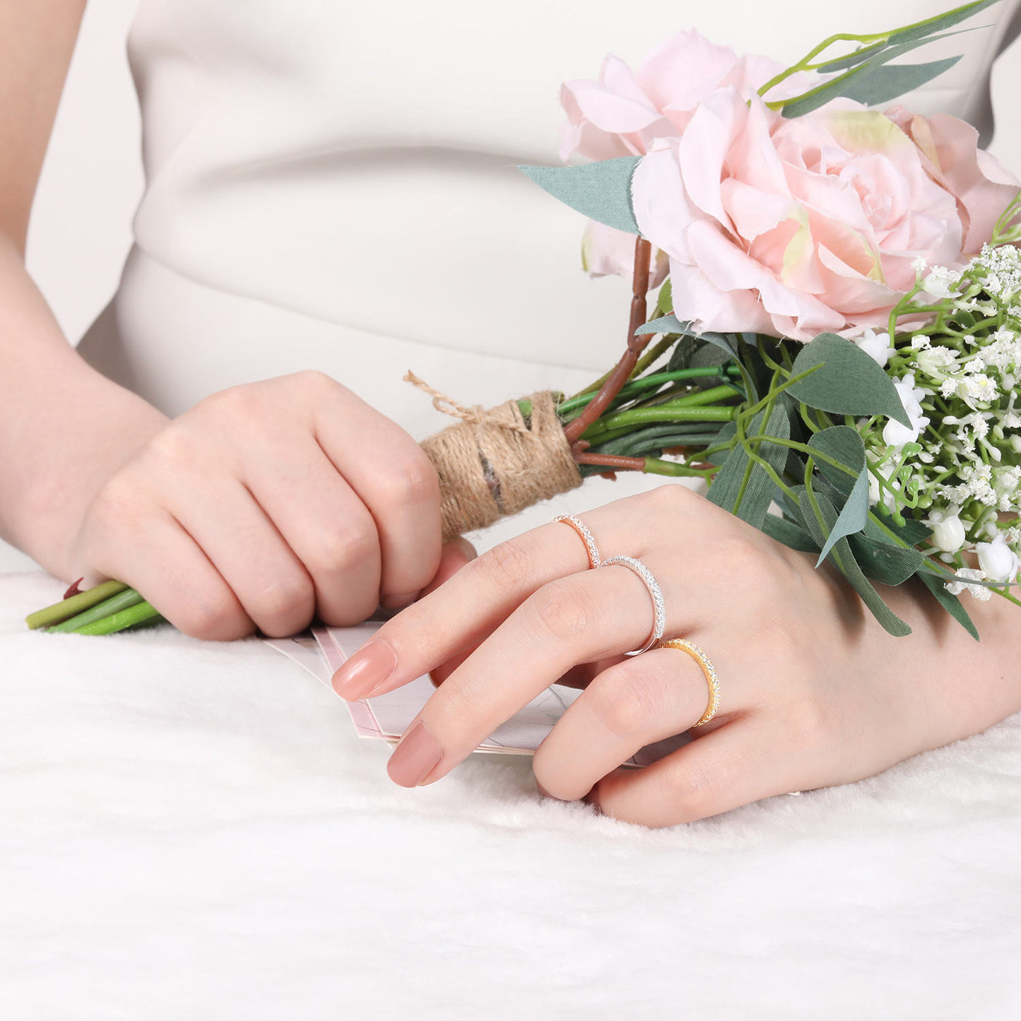 Lunara Luxe 925 Sterling Silver Wedding Band with Round Brilliant Cut Zircon – Available in Gold or Rhodium Plating