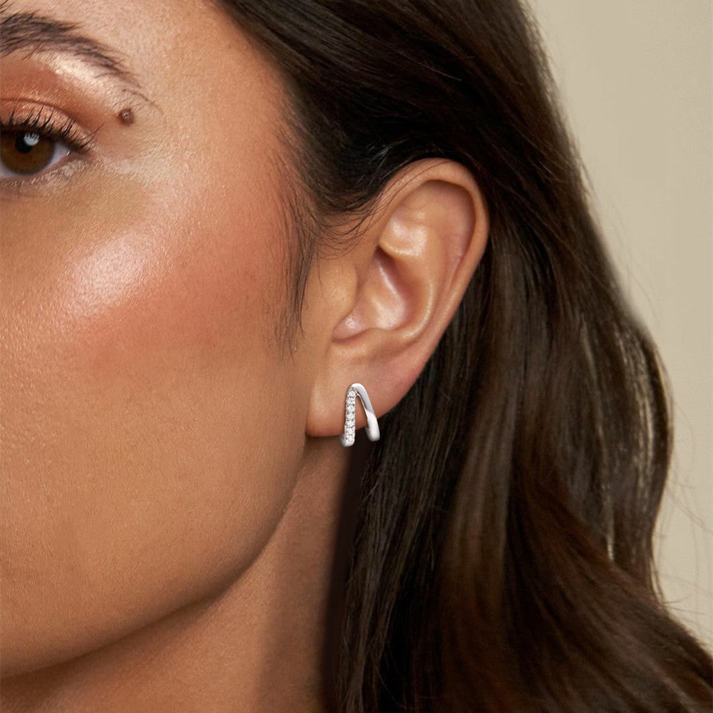 Lunara Luxe 925 Sterling Silver V-Shaped Zircon Stud Earrings – Available in Silver or Gold Plating