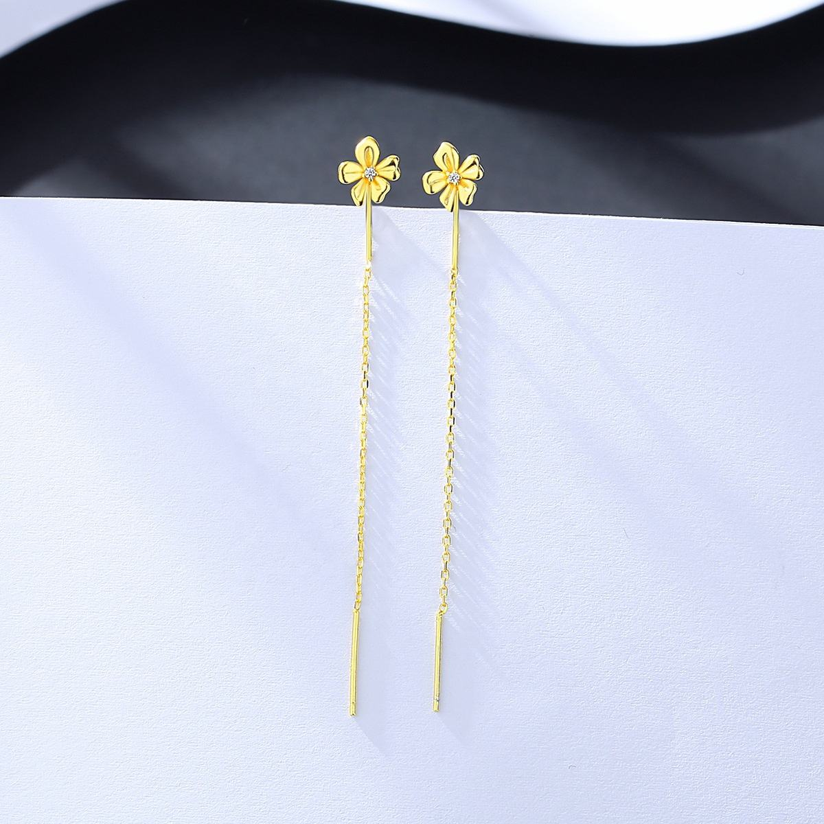 Lunara Luxe 925 Sterling Silver Geometric Drop Earrings – Gold Plated